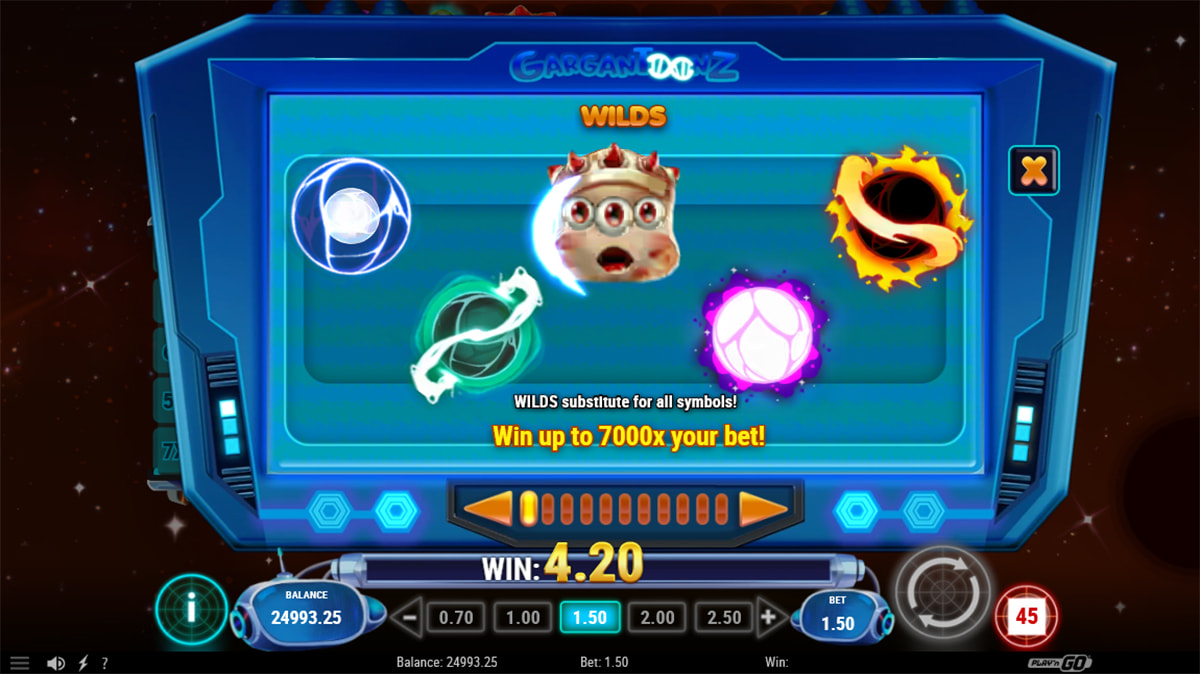 La tabella dei pagamenti della slot Gargantoonz