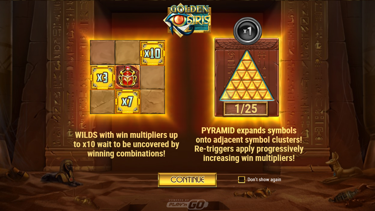La schermata principale della slot Golden Osiris