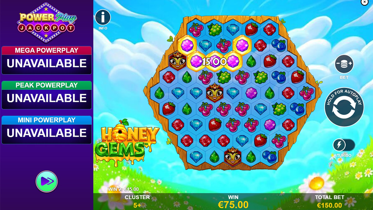 La schermata principale della slot Honey Gems PowerPlay Jackpot