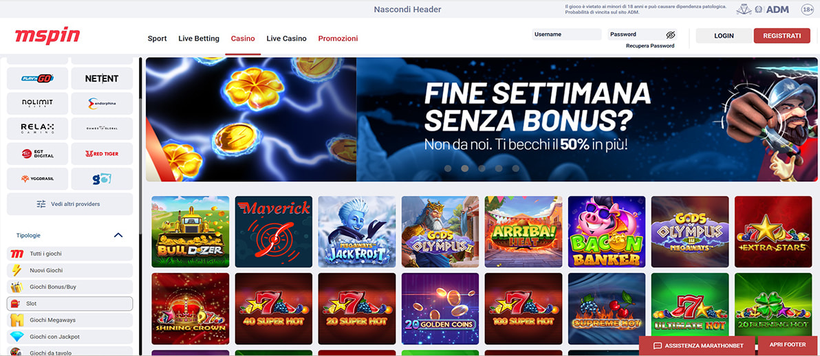 Una panoramica delle slot di Marathonbet