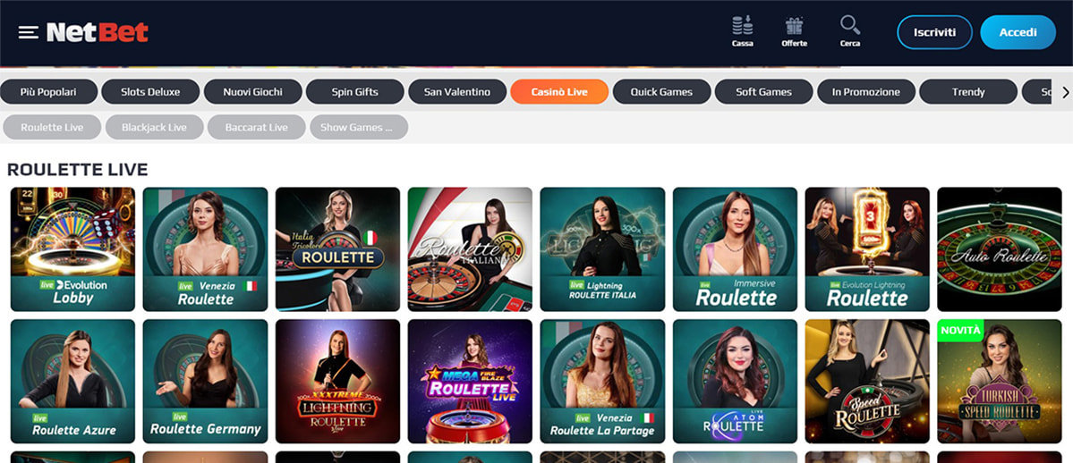 Una panoramica dei giochi del casinò live di NetBet