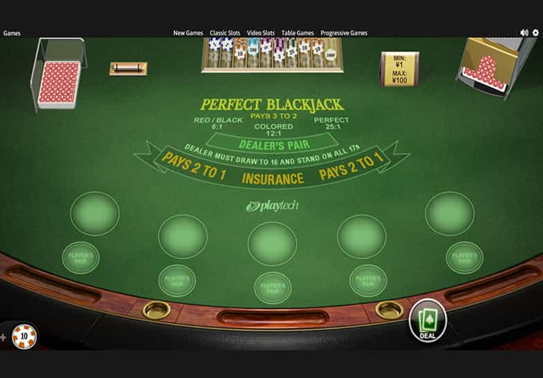 La versione demo di Perfect Blackjack