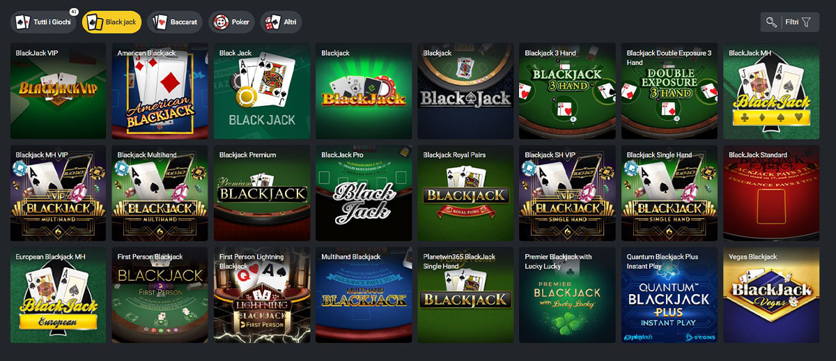 Una panoramica dei giochi di blackjack di Planetwin365
