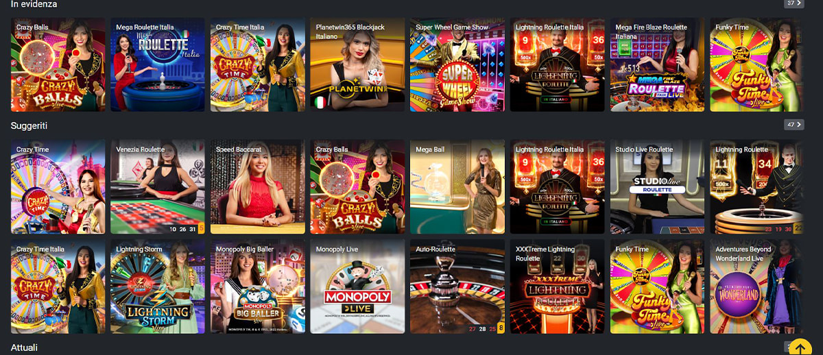 Una panoramica dei giochi del casinò live di Planetwin365