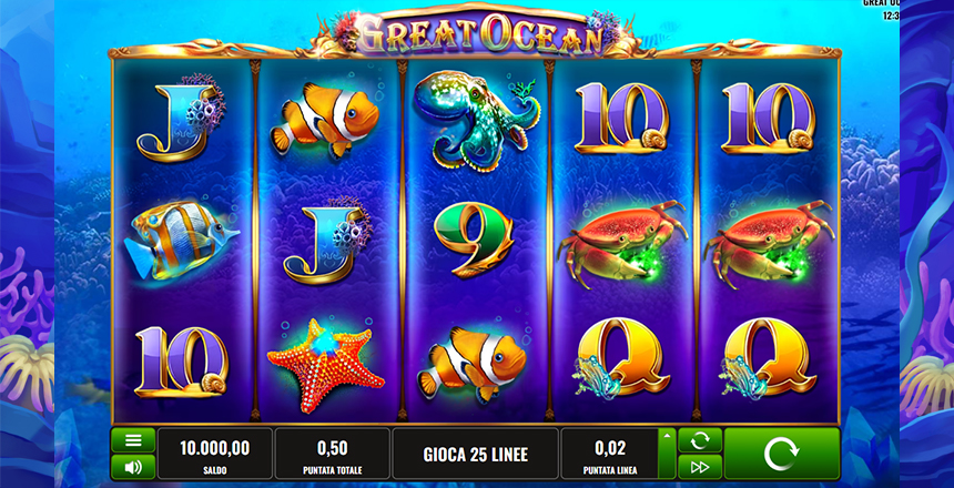 La slot Great Ocean prodotta da Platipus.