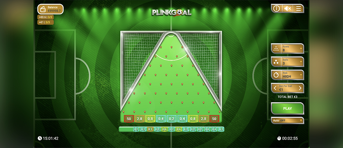 Schermata di gioco di Plinkgoal di Gaming Corps