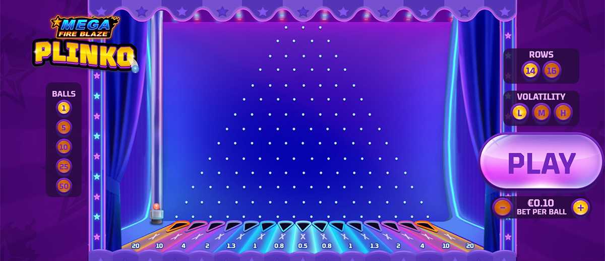Schermata di gioco di Mega Fire Blaze Plinko di Playtech