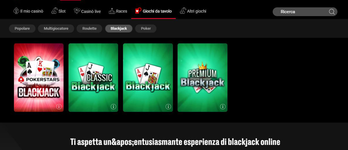 Una panoramica dei giochi di blackjack di PokerStars