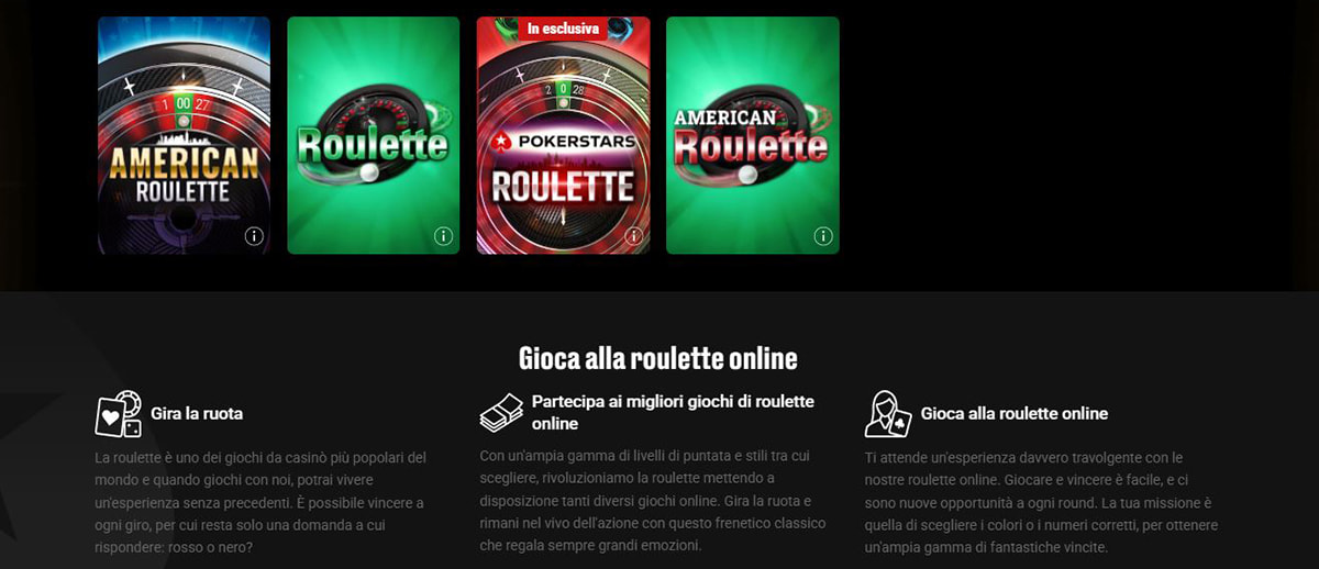 Una panoramica dei giochi di roulette di PokerStars