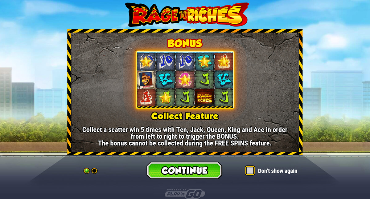 La schermata principale della slot Rage to Riches