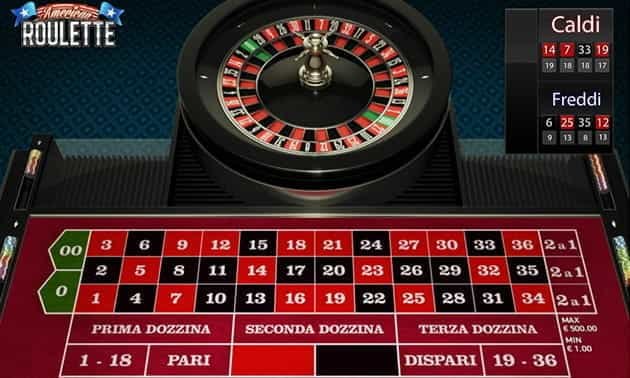 L’interfaccia grafica della Roulette Americana di StarCasinò online.