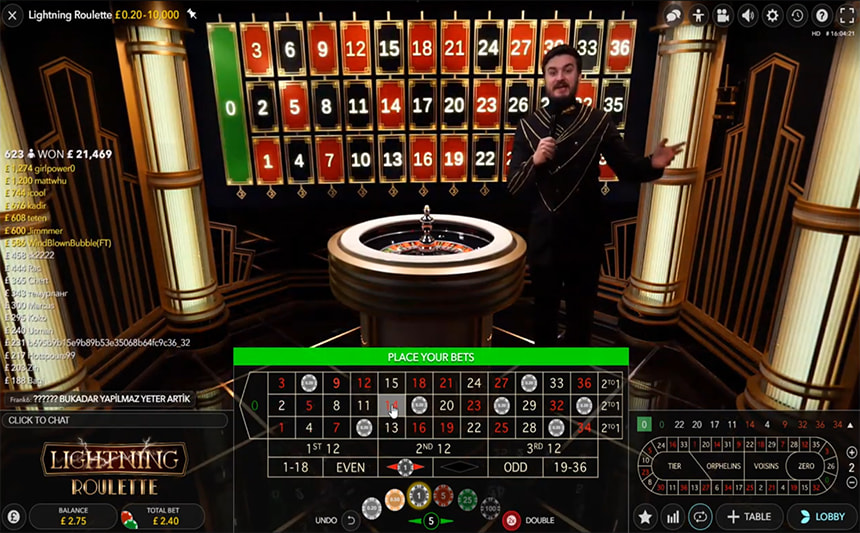 Un tavolo di lightning roulette live
