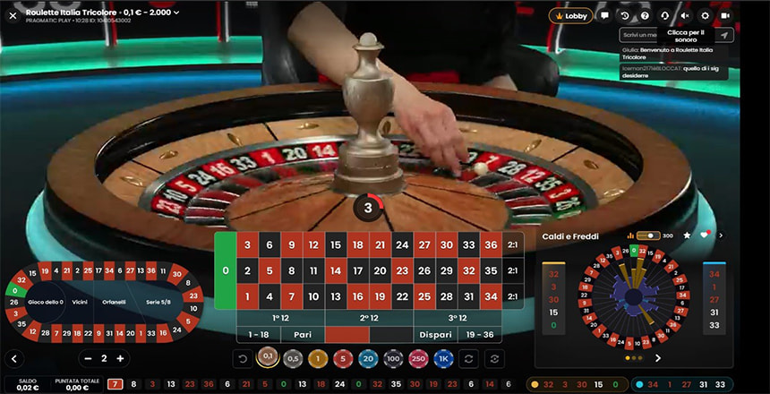 Un tavolo di roulette live di Pragmatic Play con croupier