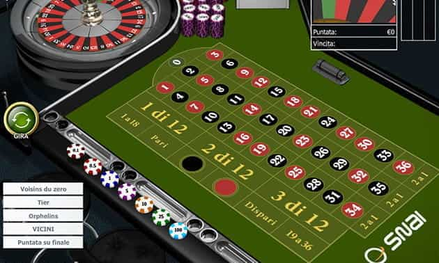 L’interfaccia grafica della Roulette Pro del casinò online SNAI.