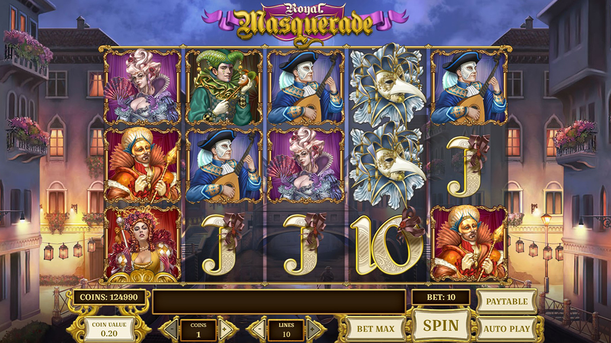 La schermata principale della slot Royal Masquerade