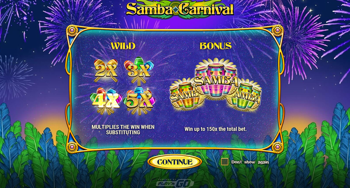 La schermata principale della slot Samba Carnival