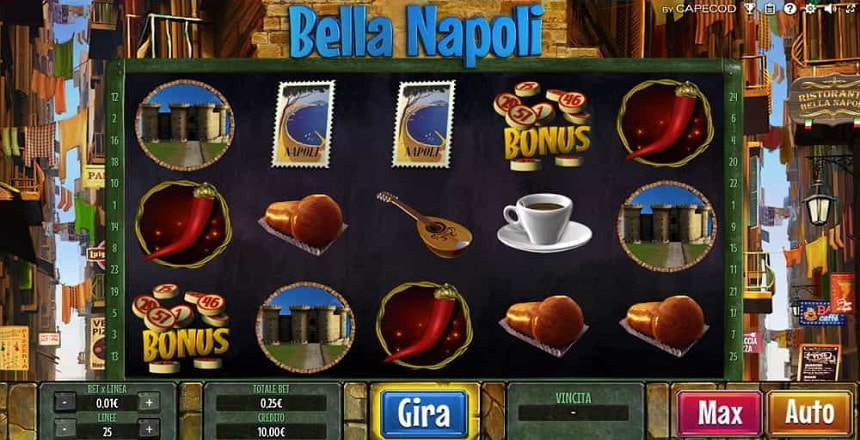 La slot machine Bella Napoli prodotta da Capecod.