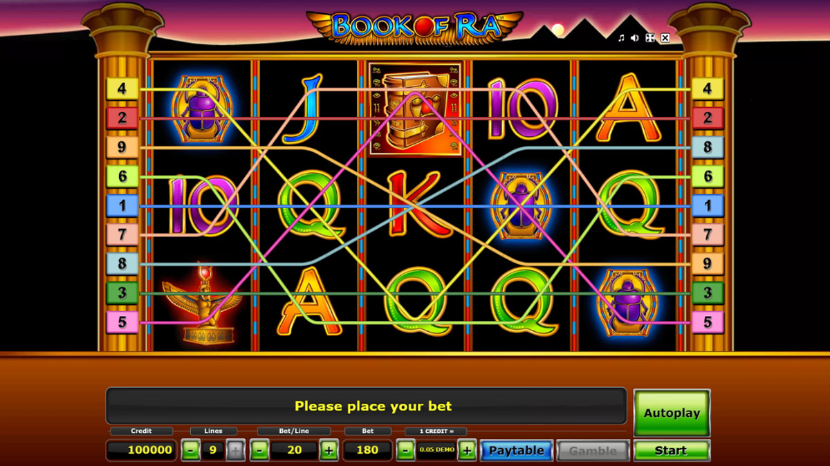 La schermata principale della slot Book of Ra
