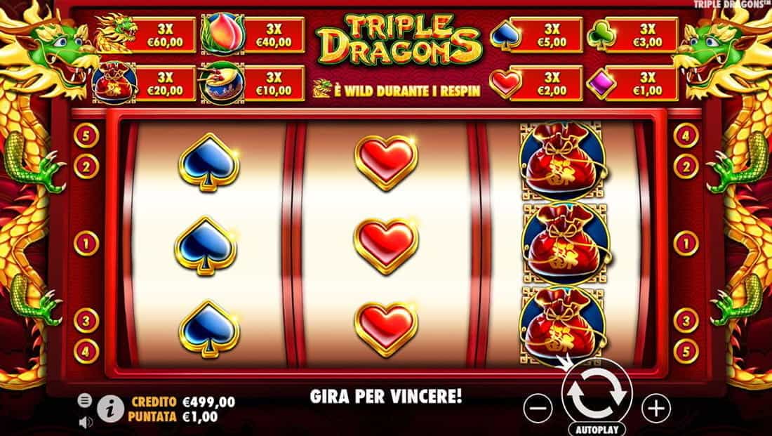 La slot machine Triple Dragons di Pragmatic Play.