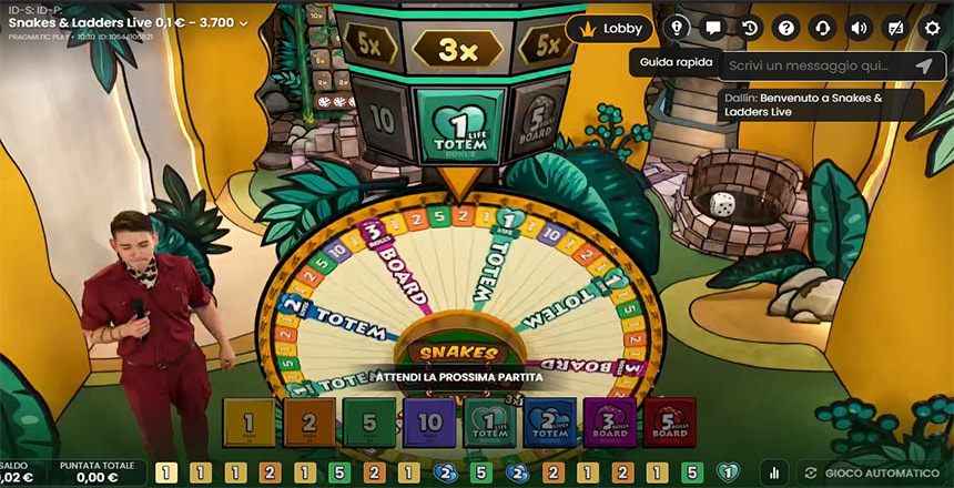 Il game show Snakes and Ladders di Pragmatic Play