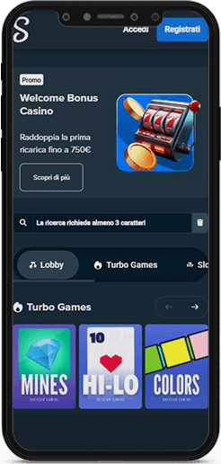 La homepage di Stake da mobile con i giochi da casinò.