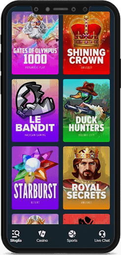 La schermata della sezione slot di Stake da mobile