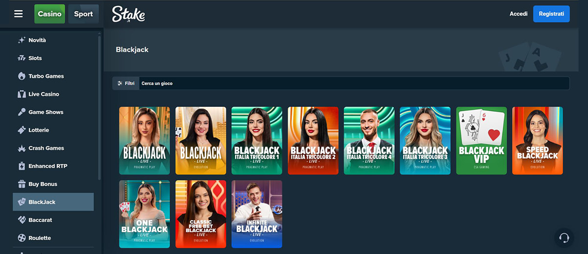 Una panoramica dei giochi di blackjack di Stake