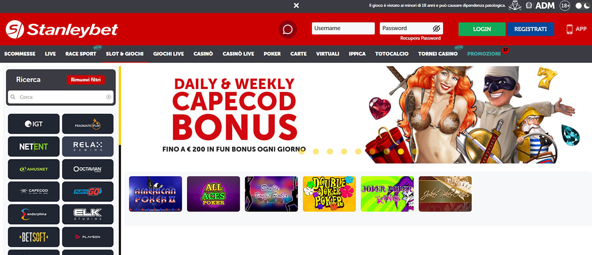 Una panoramica degli altri giochi di Stanleybet