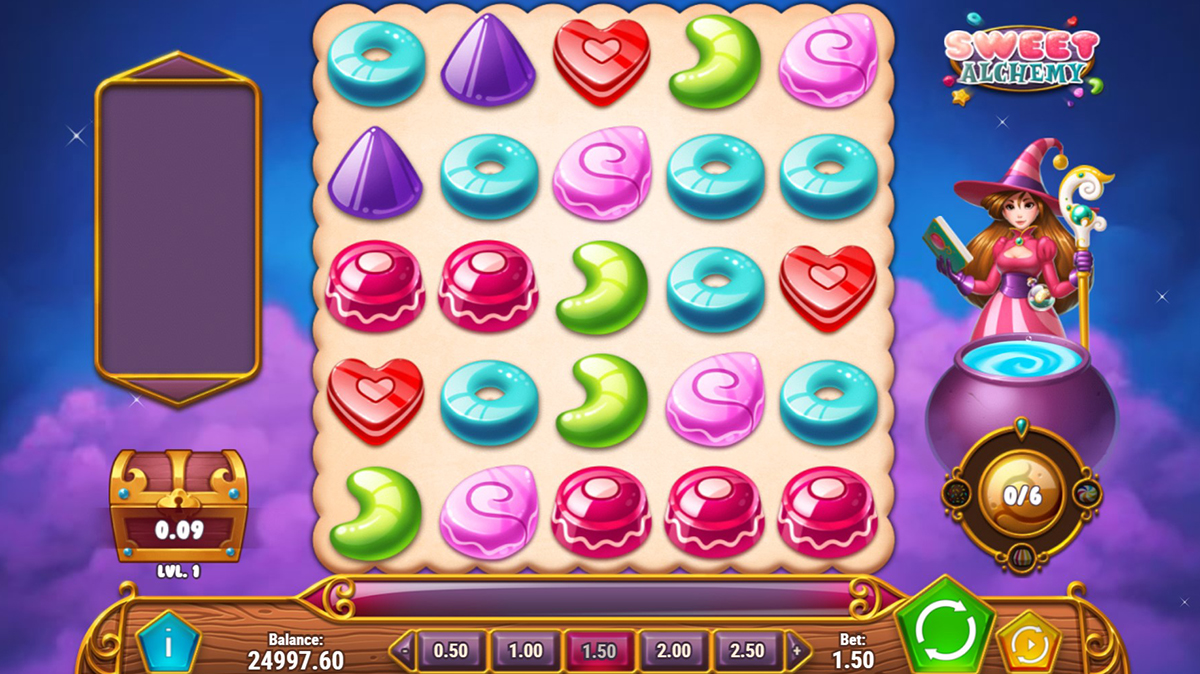 La schermata principale della slot Sweet Alchemy
