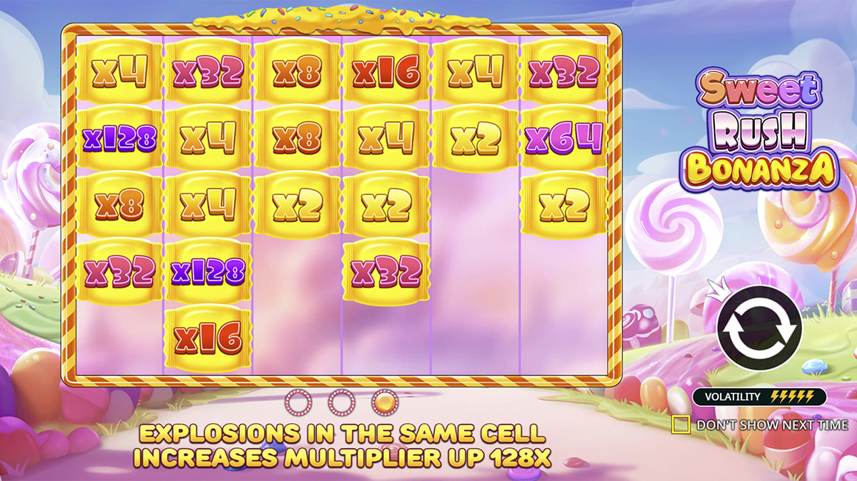 La schermata principale della slot Sweet Rush Bonanza