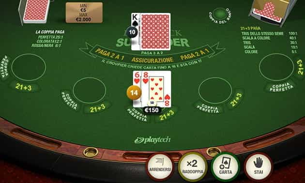 Un tavolo RNG di Blackjack Surrender.