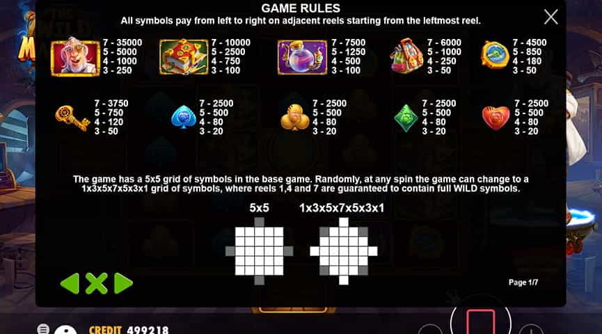 La tabella dei pagamenti della slot The Wild Machine
