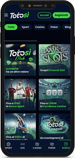 La schermata del bonus di benvenuto di Totosì