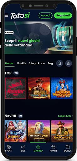 La schermata della sezione slot di Totosì da mobile