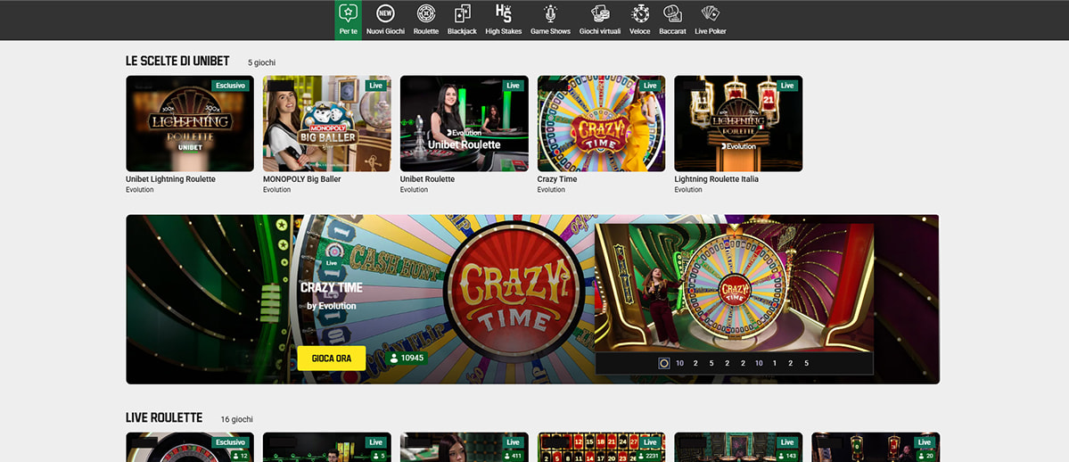 Una panoramica dei giochi del casinò live di Unibet