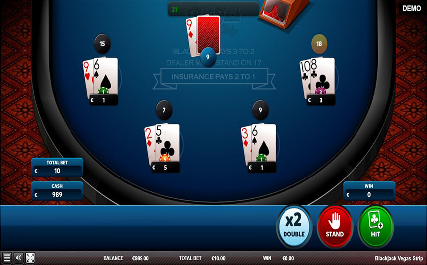 Una partita con il tavolo Vegas Strip Blackjack.