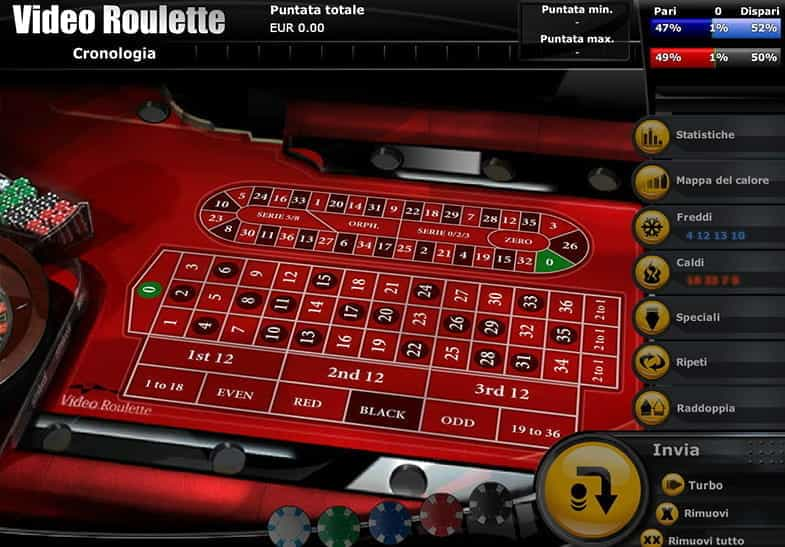 Interfaccia della Video Roulette di Playtech in modalità demo.