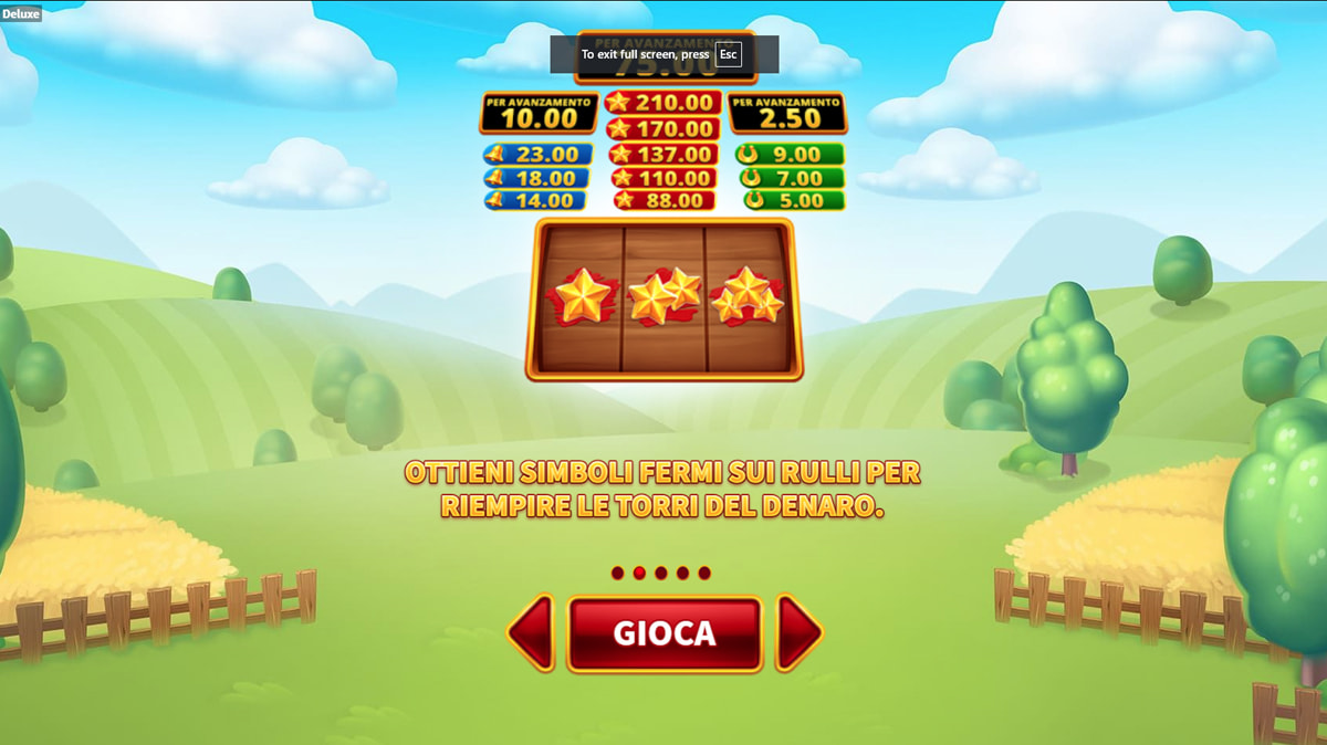 La schermata principale della slot Vinci la Gallina Deluxe
