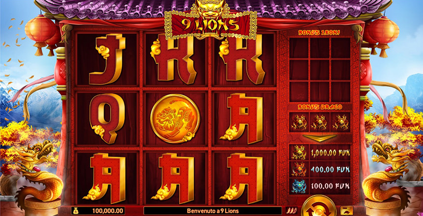 La slot machine 9 Lions prodotta da Wazdan.