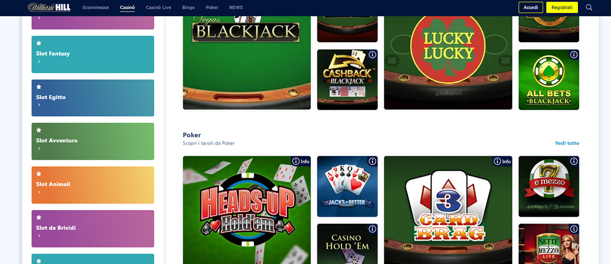 Una panoramica degli altri giochi di William Hill