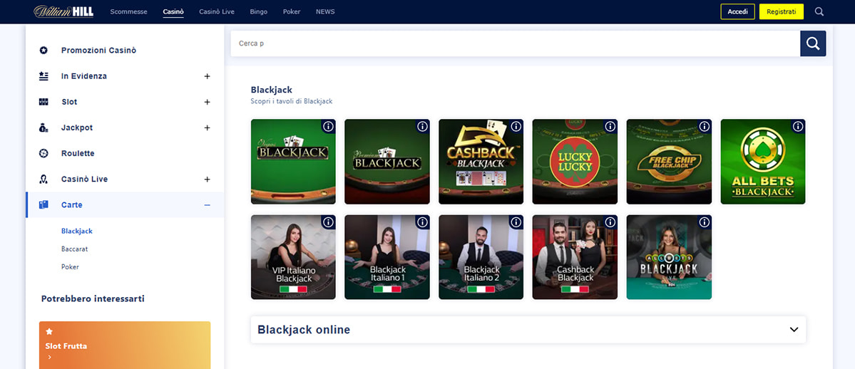 Una panoramica dei giochi di blackjack di William Hill