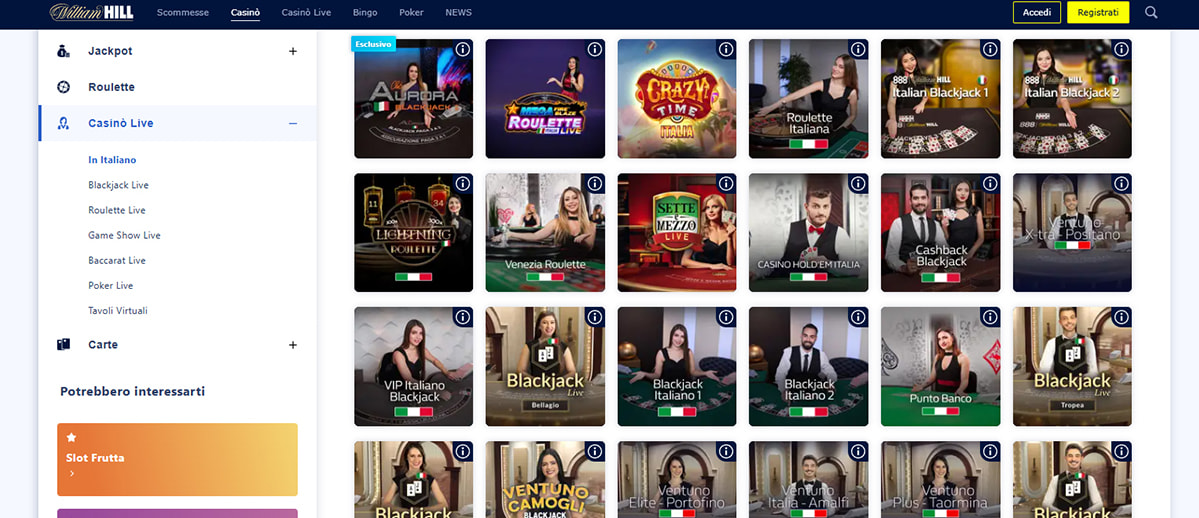 Una panoramica dei giochi del casinò live di William Hill