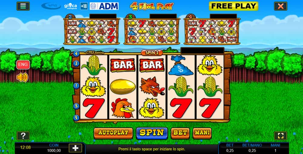 La macchinetta 4 Fowl Play distribuita da WMG.