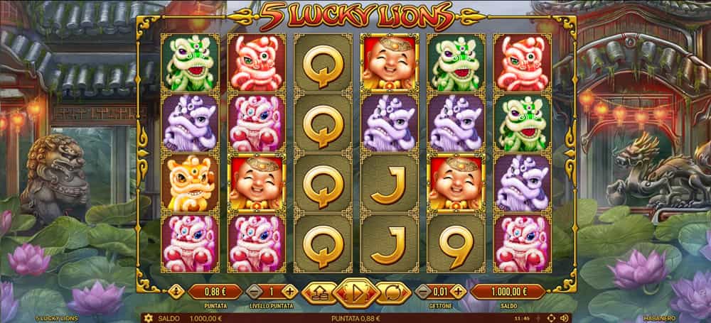 La slot machine 5 Lucky Lions di Habanero