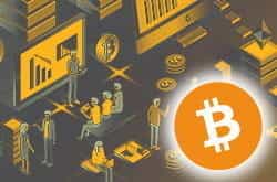 Il logo della famosa criptovaluta Bitcoin su uno sfondo stilizzato.
