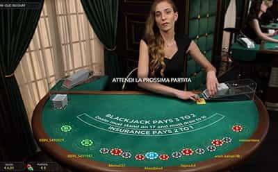 Un tavolo blackjack offerto da BetClic casinò.