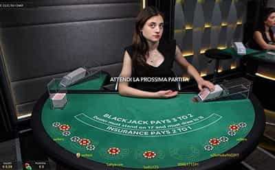 Un tavolo blackjack live su Eurobet casinò.