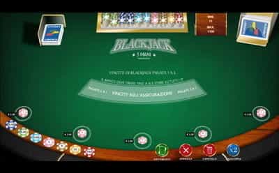Il blackjack 5 mani del casinò mobile Eurobet.
