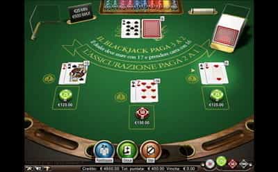 Uno dei tavoli blackjack presenti sul portfolio mobile GoldBet.