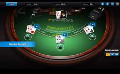 Un tavolo del classico da carte blackjack mobile di StarVegas.